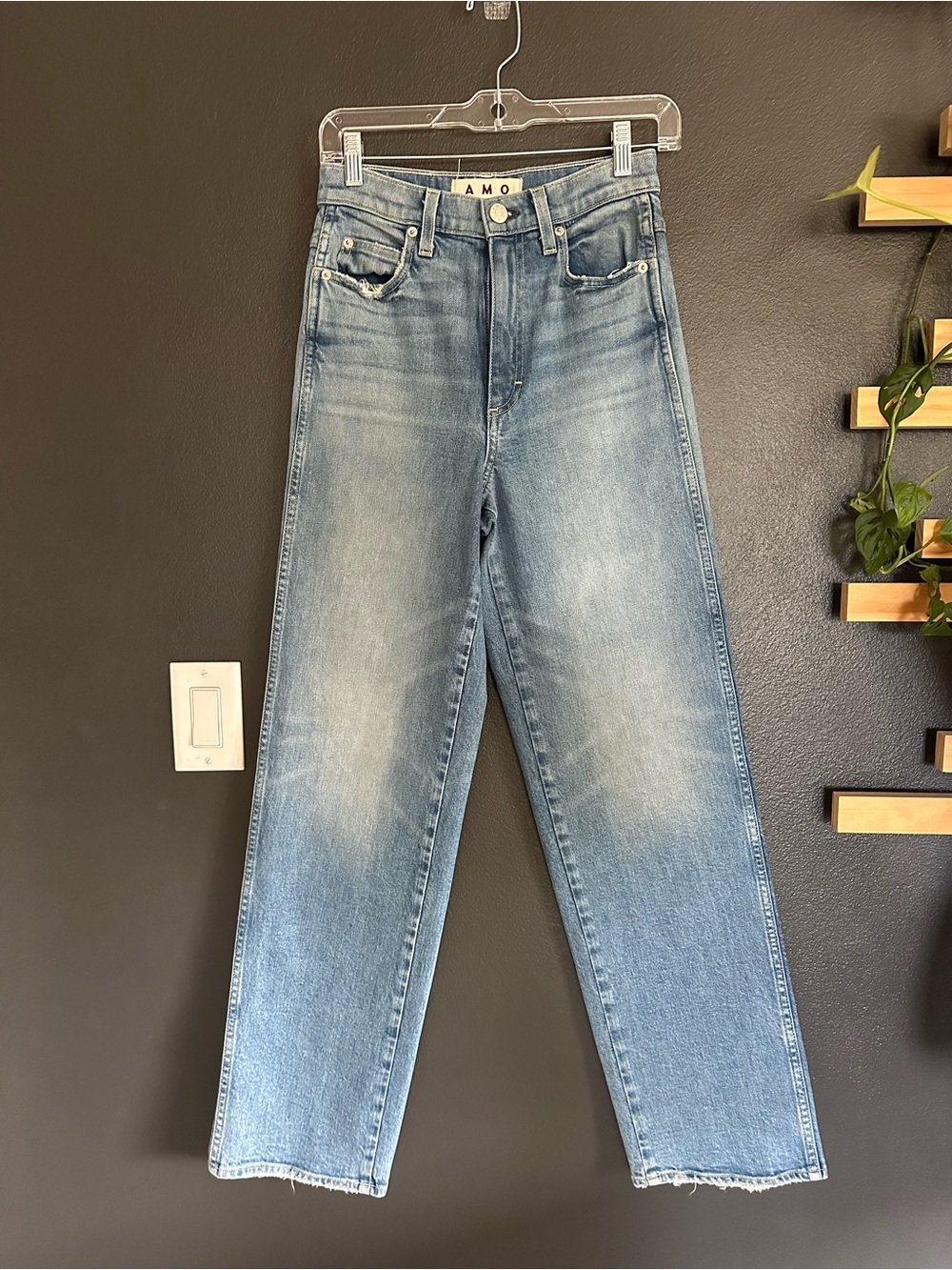 AMO High Rise Wide Leg Jeans Light Wash Size 25 NWOT